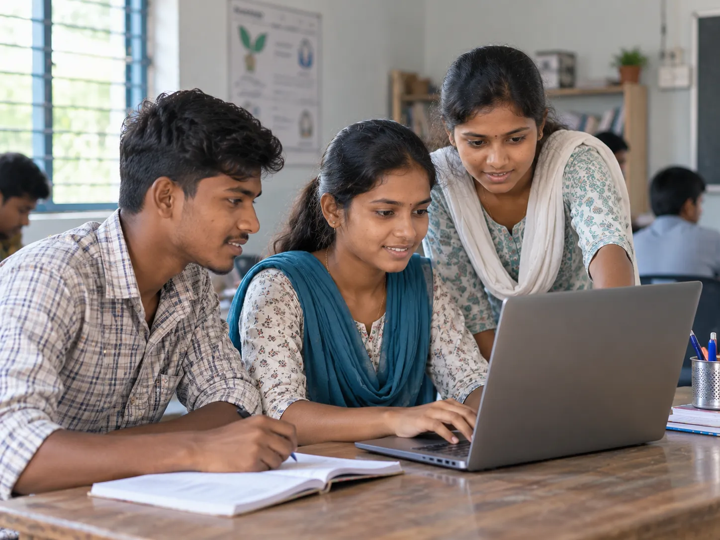 A young person learning digital skills on a laptop